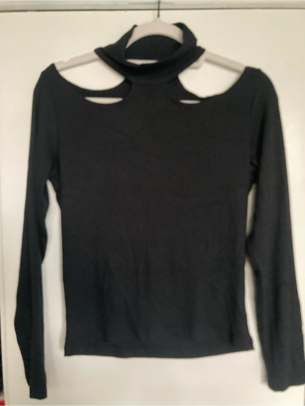 LNA Los Angeles Black Cutout Mock Neck Long Sleeve Top size XS
